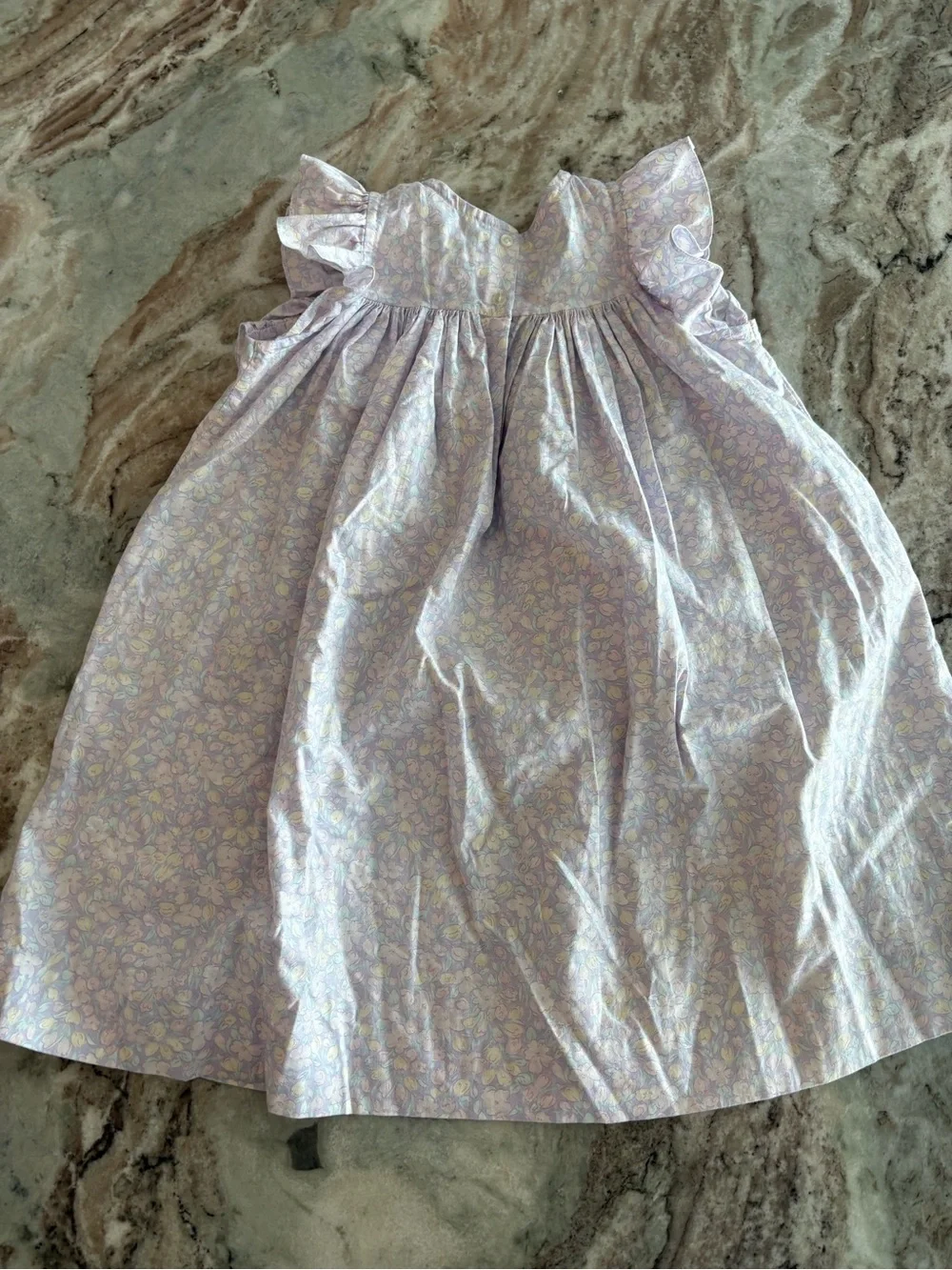 SIMI Vintage Girls Sun Dress Cotton 90's Ruffle Sleeve Spring Flowers Size 4